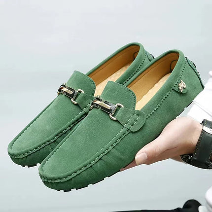 Men's Moccasin Loafers with Metallic Decor