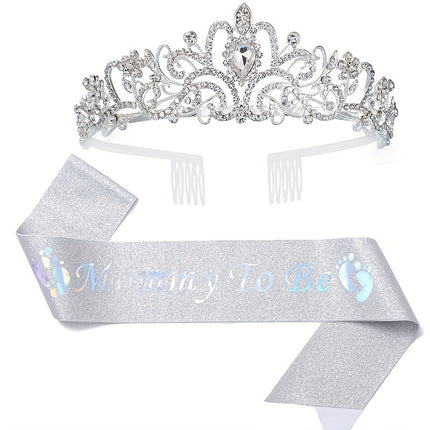 Elegant Mom-to-Be Crown & Sash Set – Celebrate in Style!