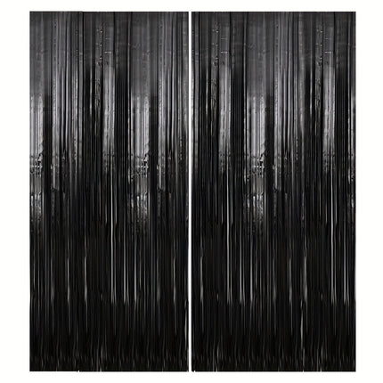 2 Packs Set of Foil Streamer Fringe Backdrop & Tinsel Metallic Decoration