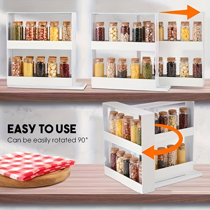 2-Tier Rotating Spice Rack Organizer – Space-Saving