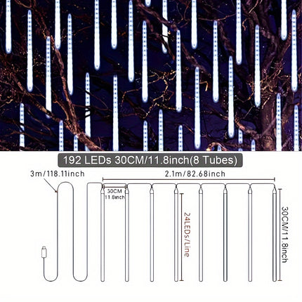 USB Christmas Meteor Shower Lights - Sparkling Outdoor Decor