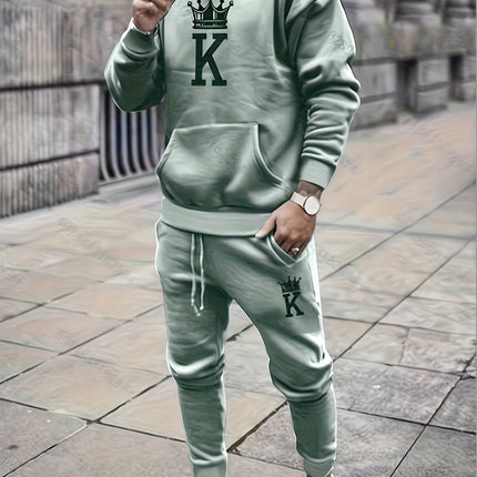 Men's Classic Sporty Casual Printed Hooded Suit