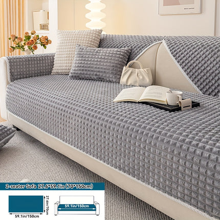 Plaid Plush Sofa Cover - Warm, Soft, Pet-Friendly Protector
