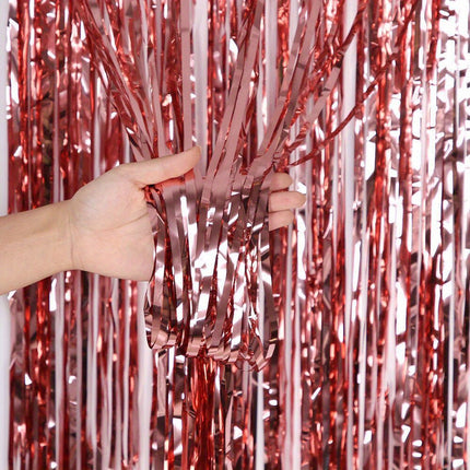 1pc, Golden Green Silvery Champagne Red Rain Streamer Backdrop