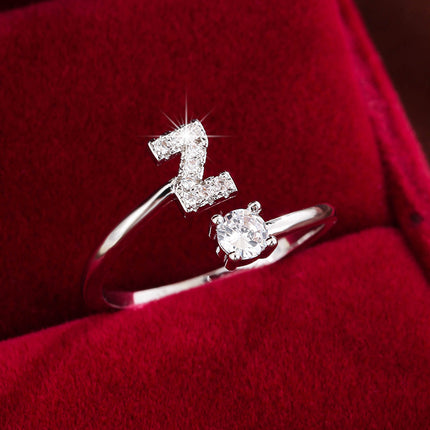 Adjustable Letter Zirconia Copper Ring