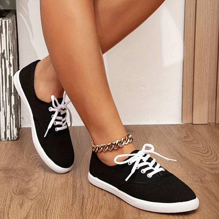 Black Canvas Lace-Up Sneakers