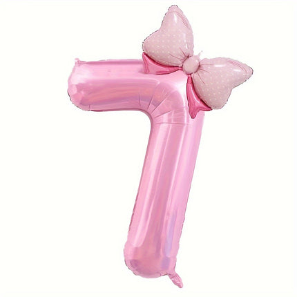 Pink Number Balloon with Adorable Bow