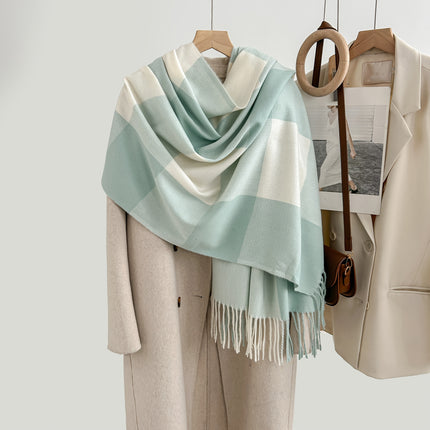 Cozy Plaid Tassel Cashmere Scarf