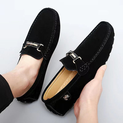 Men's Moccasin Loafers with Metallic Decor