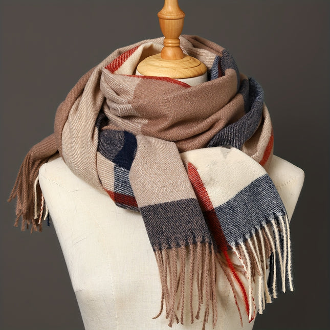 Elegant Plaid Thick Scarf