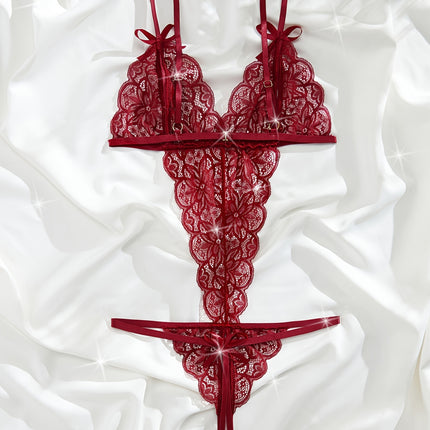Floral Lace Bow Knot Teddy