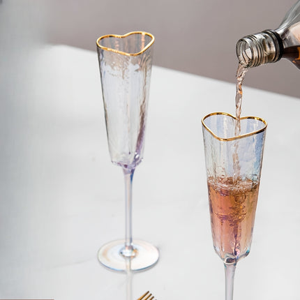 Elegant 5.54oz Champagne Flute with Gold-Plated Heart Design