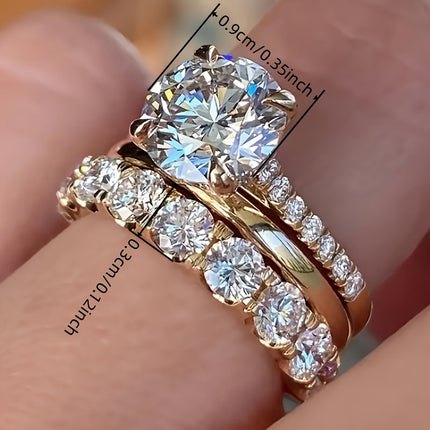 Elegant Sparkling CZ Ring Set