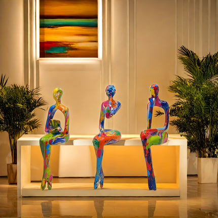 Abstract Sitting Figures Set – Artistic Home Décor Statues - Monti Bargains