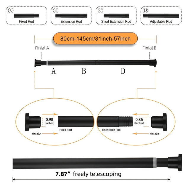 Adjustable No-Drill Telescopic Rod