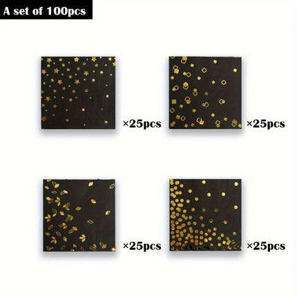 100pcs White/Black Hot Stamping Theme Party Napkins