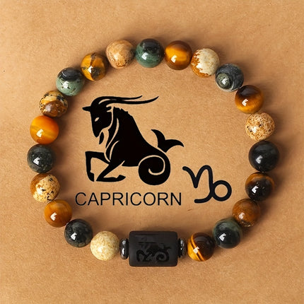 Men's Zodiac Stone Beaded Bracelet