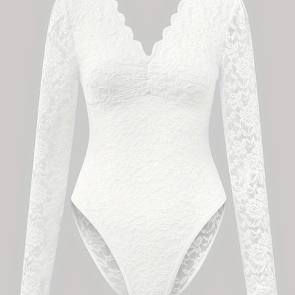 Elegant Lace Long-Sleeved Bodysuit