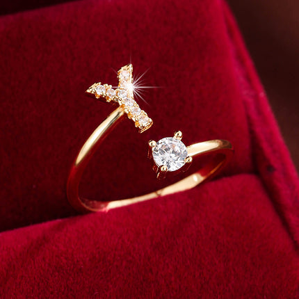Adjustable Letter Zirconia Copper Ring