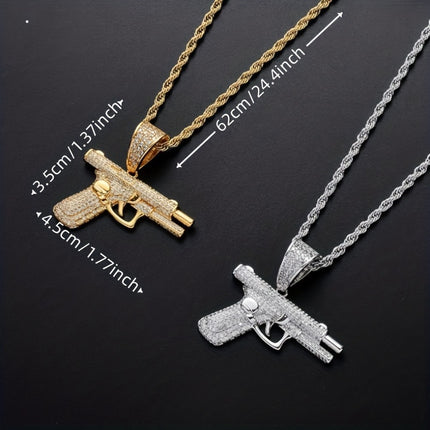 Hip-Hop Zirconia Pistol Necklace