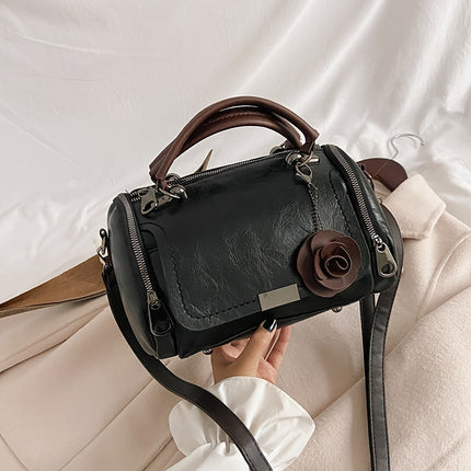 Vintage Boston Flower Satchel Bag