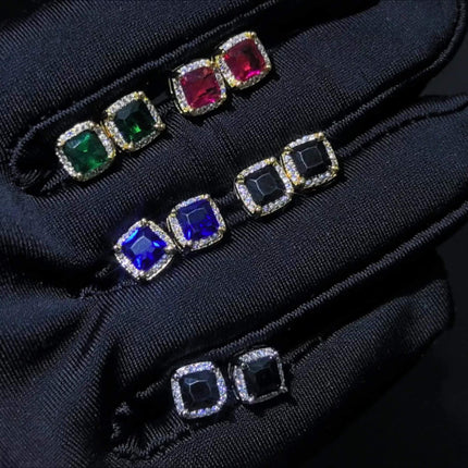 Retro Square 6mm Couple Earrings