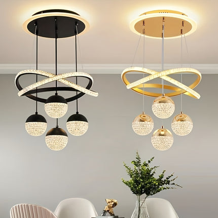Modern LED Ceiling Light – 4 Acrylic Ball Pendants, Dimmable