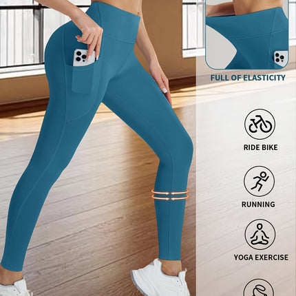 Women's High-Waist Yoga Leggings with Pocket & Moisture-Wicking