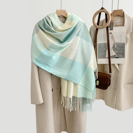 Cozy Plaid Tassel Cashmere Scarf