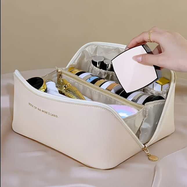 Double-Layer Travel Makeup Organizer – Sleek & Spacious - Monti Bargains