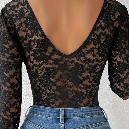 Elegant Lace Long-Sleeved Bodysuit