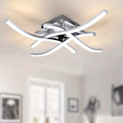 Elegant Curved LED Ceiling Light – Dimmable 28W Lamp