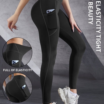 Women's High-Waist Yoga Leggings with Pocket & Moisture-Wicking