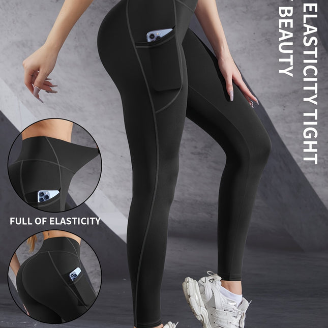 Women's High-Waist Yoga Leggings with Pocket & Moisture-Wicking