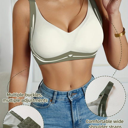 Seamless Color Block Wireless Bra