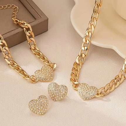 Chic Heart-Shaped Bling Set