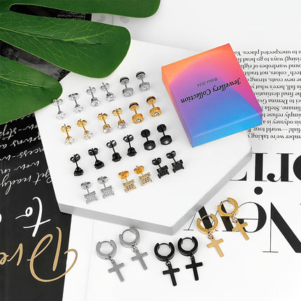 10-Pack Punk Stainless Steel Earrings