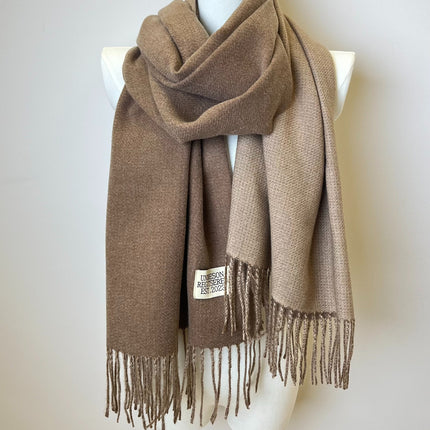 Double-Sided Two-Color Tassel Scarf