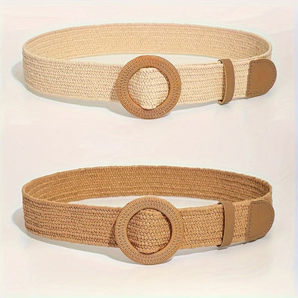 Boho Straw Woven Belt Set