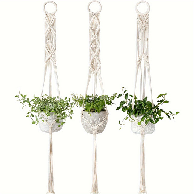 3-Pack Boho Macrame Plant Hangers