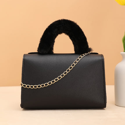 Faux Leather Crossbody Bag with Plush Handle