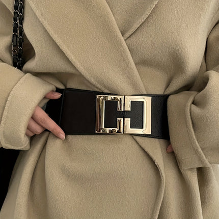 Geometric Buckle Wide Belt