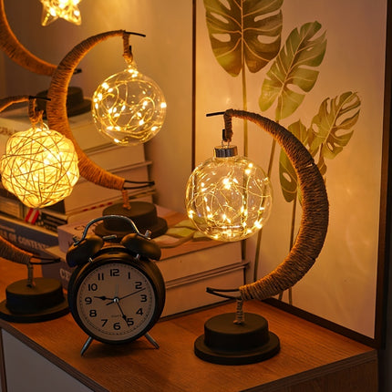 LED Ball Moon Lamp - Wrought Iron Decorative Desk Lamp