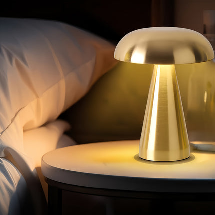 Golden Mushroom USB Rechargeable Table Lamp - LED Nightlight