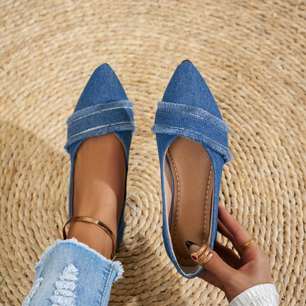 Chic Denim Pointed-Toe Flats