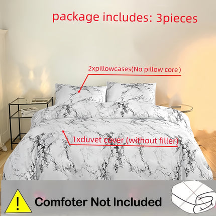 3pcs Polyester Printed Marble Pattern Quilt Cover Three-piece Set