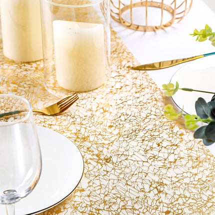 Elegant Golden Foil Mesh Table Runner