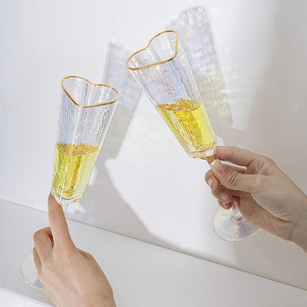 Elegant 5.54oz Champagne Flute with Gold-Plated Heart Design