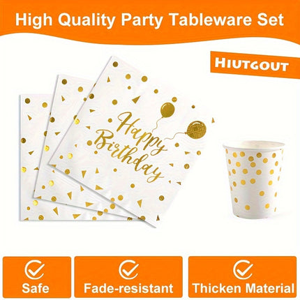 120/240pcs Golden Polka Dot Disposable Tableware Set