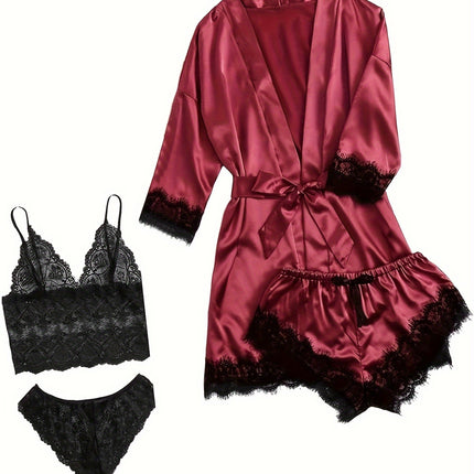 Elegant Satin Lace Lounge Set